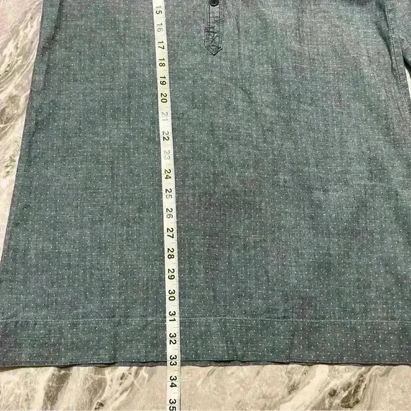 J. Crew Factory S Polka Dot Blue Chambray Roll Tab Sleeve Popover Shirt Dress - Picture 4 of 9